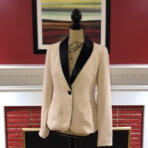 Love21 Tuxedo Blazer Cream w/ Black Satin Trim